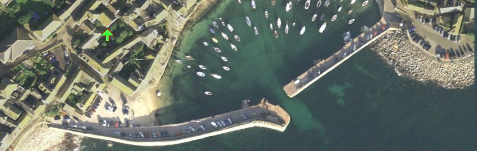 Aerial view of Wesley House in Mousehole